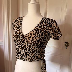 Cheetah Print Wrap Top